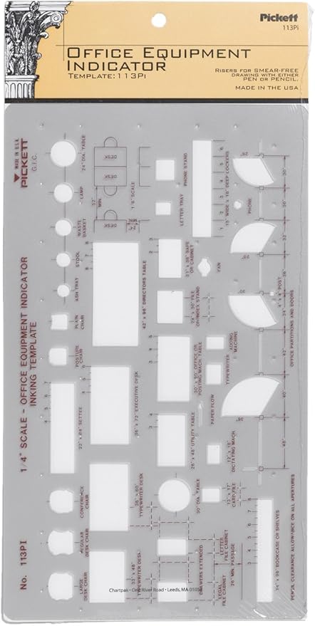Pickett Office Equipment Indicator Template, 1/4 Inch Scale (113PI)