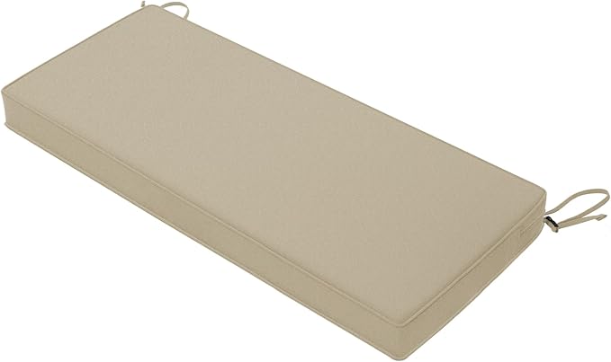 Favoyard Outdoor Bench Cushion 42 x 18 Inch Waterproof Patio Furniture Cushions 3-Year Color Fastness Garden Sofa Settee Couch Swing Pads with Handle and Adjustable Straps, Beige