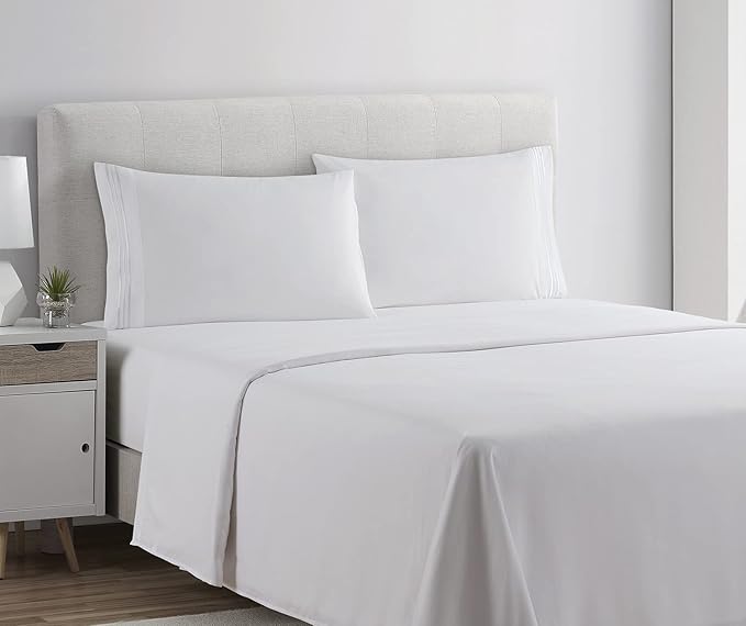 Clara Clark Bed Sheets, Premier 1800 Series 4 Piece Bed Sheet Set, Deep Pocket, Wrinkle, Fade, Stain Resistant, Luxury Soft Bedding Sheets & Pillowcases, Twin-XL, White
