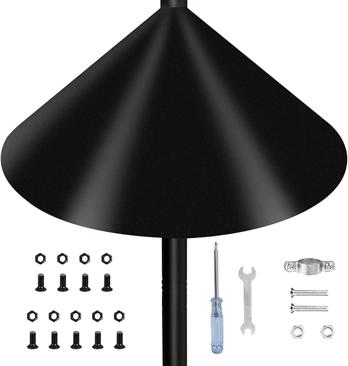 Wider Squirrel Baffle for Bird Feeder Pole, Raccoons Rodents Guard Stopper for Outside Shepherd Hooks, Easy Assembly Baffle for Bird Feeding Pole (16Inch 1 Pack Pure Black)