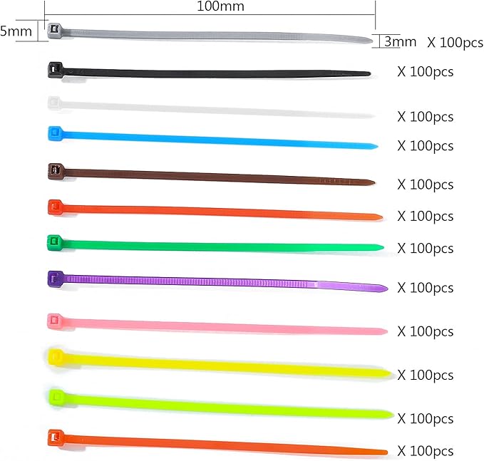 HexinYigjly1200 Pcs Mixed Colored Zip Ties, 4 Inch Multicolor Self-Locking Nylon Cable Zip Ties, 12 Assorted Colorful Cable Ties Resistant for Home Office Garden Garage Workshop chicken leg bands