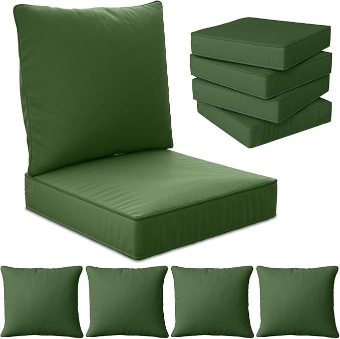 24" x 24" x 6" Outdoor Deep Seat Cushions Set - 4 Set Waterproof & Fade Resistant Patio Furniture Replacement Cushions, Non-Slip Outdoor Cushions Fit Loveseats, Couches, Chairs, and Sofas.