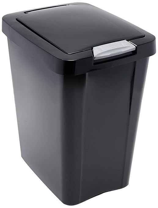 Sterilite 10439004 7.5 Gallon Black Plastic TouchTop Wastebasket