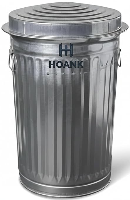 20 Gallon Galvanized Steel Trash Can, Multicolor - Metal Container with Lid for Home, Kitchen, Outdoor Patio, and Camping