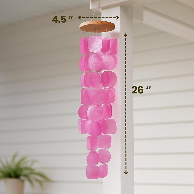 Solange & Frances Capiz Shell Wind Chime - Elegant Wind Chimes for Outside and Outdoor Decor. Ideal Front Porch Decor, Patio Decor. Thoughtful Gifts for Women, Valentines Day Gifts and Gift for Men