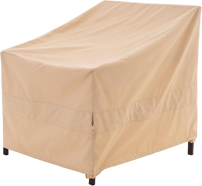 WJ-X3 Outdoor Chair Cover, Patio Lounge Cover Rip Stop, Heavy Duty, Waterproof High Back Dinning Chair Covers, 29W x 30D x 36H, Beige, 1-Pack