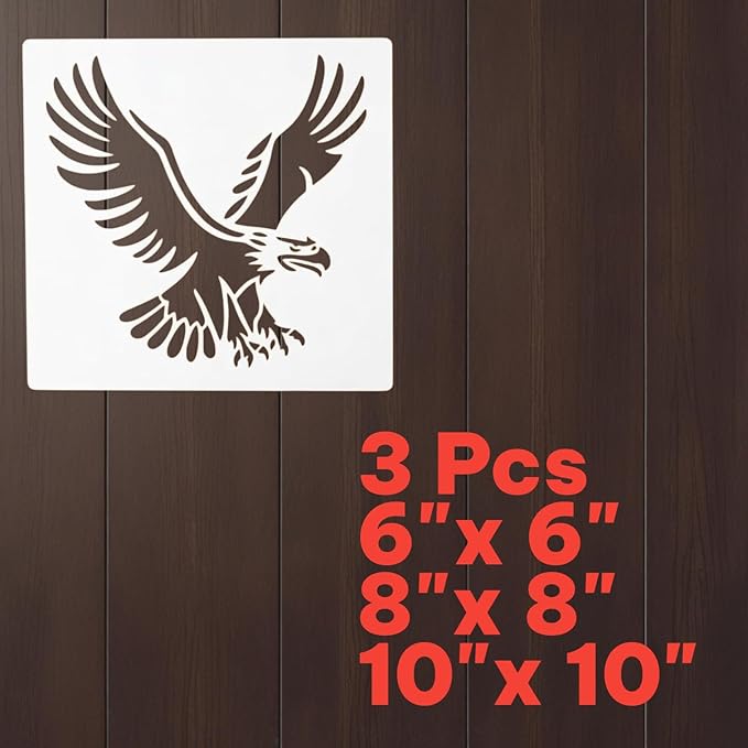Eagle Stencil – Reusable Bird and Wildlife Art Stencil for Painting, Crafting, Patriotic Designs and DIY Projects (3 Pcs Set)