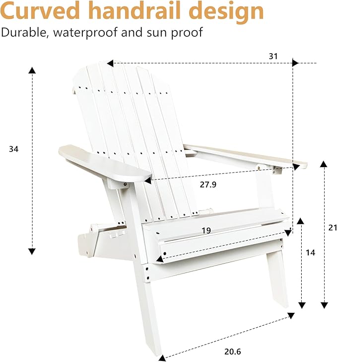 PayLessHere Adirondack Chairs, Weather Resistant Patio Chairs with Pinewood Wooden Textured for Patio Lawn Garden Backyard Deck Pool Beach Fire Pit