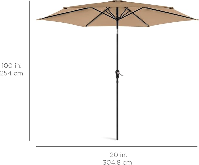 Best Choice Products 10ft Outdoor Steel Polyester Market Patio Umbrella w/Crank, Easy Push Button, Tilt, Table Compatible