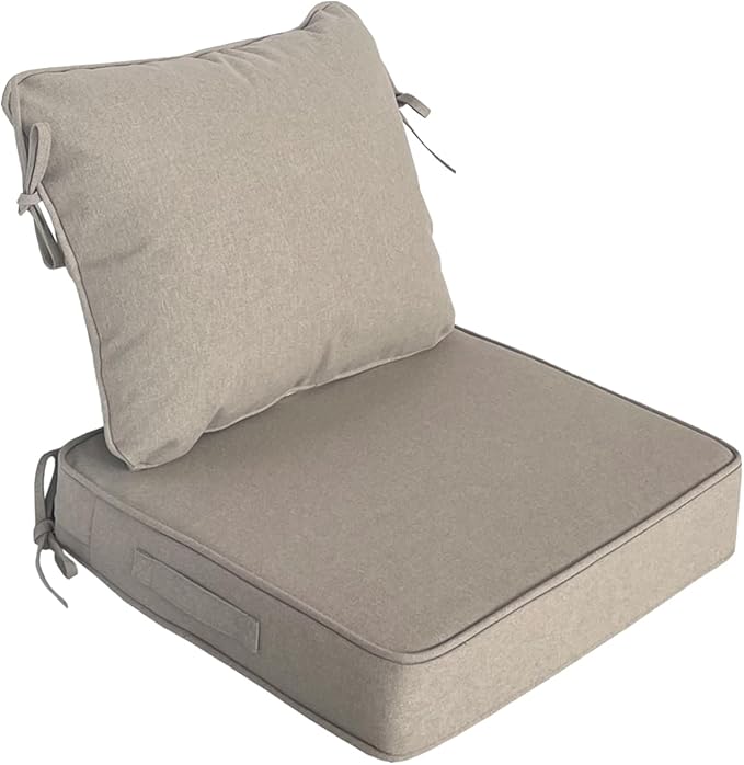 COZYVIDA 19"x19" Outdoor Universal Cushion Set of 1, Patio Cushions with Handles & Ties, Water-Proof Stain-Resistant UV-Resistant 1000+ Hrs,High Resilience Foam with YKK Zippers,Natural Linen-TPU