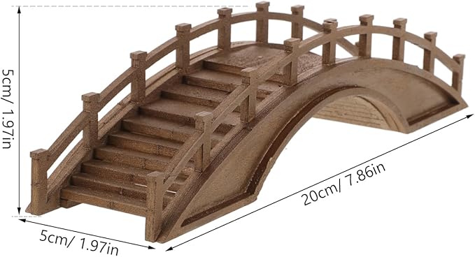 LOGOFUN Miniature Wood Arch Bridge Figurine Mini Wood Bridge Model Tiny Arch Bridge Ornaments for Bonsai Micro Landscape Deocrations - Medium