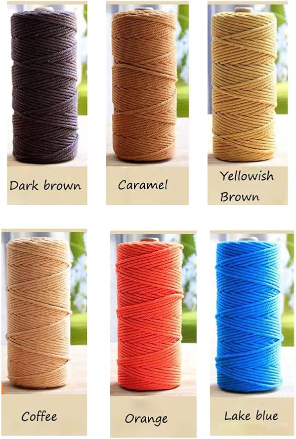 flipped 100% Natural Macrame Cotton Cord,3mm x109 Yard Twine String Cord Colored Cotton Rope Craft Cord for DIY Crafts Knitting Plant Hangers Christmas Wedding Décor (Lemon Yellow, 3mm*109yards)