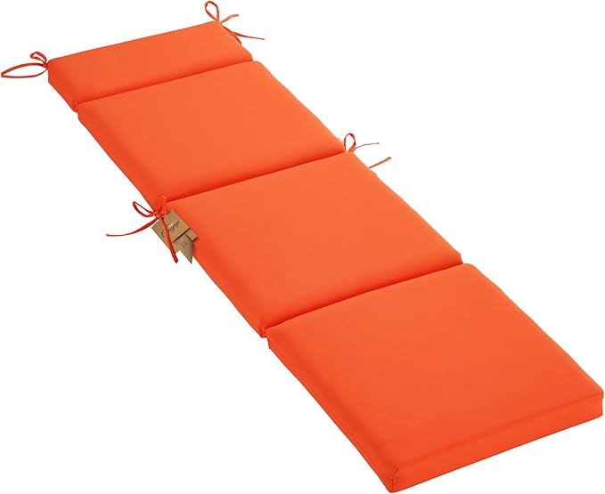 Outdoor Chasie Lounge Tufted Thick Cushion with Ties,Replacement Wicker Chair Cushion for Paito Fruniture,72x21x3inches,All Weather,Orange