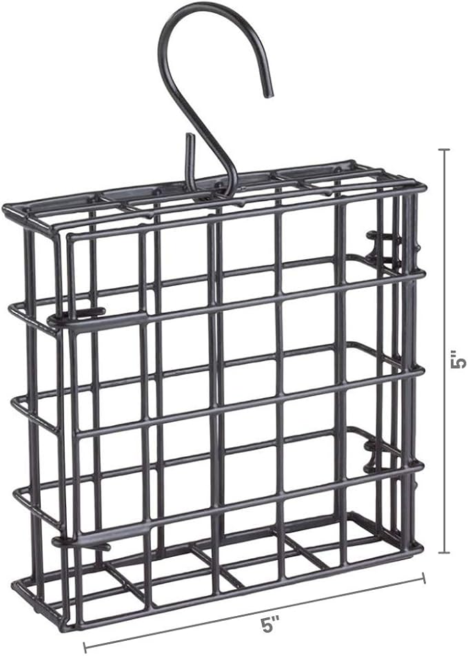 More Birds Suet Cage Bird Feeder, Fruit and Suet Feeder, Single Cake Capacity ,Black