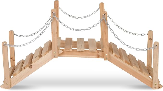 Shine Company 4963N Decorative Cedar Wood Garden Bridge with Side Rails, Natural