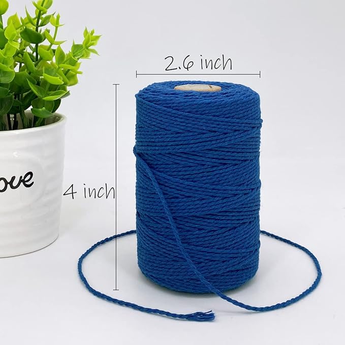 Twine String,500 Feet Cotton Butchers Twine String Cooking Kitchen Twine for Crafts Roasting Gift Wrapping DIY Decoration Gardening Packing Materials,Royal Blue