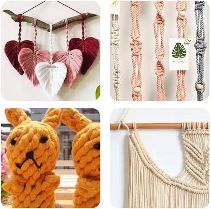 FLIPPED 100% Natural Macrame Cord,3mm x109 Yards Cotton Macrame Cord Colored Cotton Macrame Rope Craft Cord for DIY Crafts Knitting Plant Hangers Christmas Wedding Décor (Rust red, 3mm*109yards)