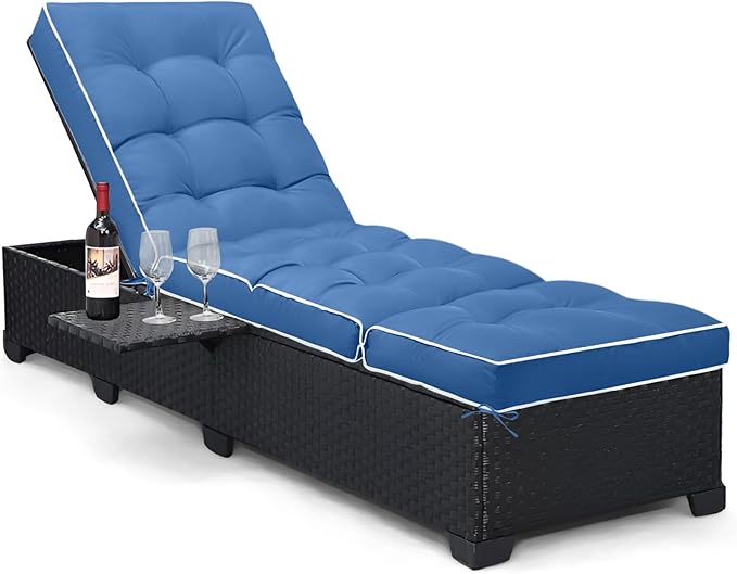 Outdoor Chaise Lounge Chair Cushion, Waterproof Non-Slip Patio Chaise Lounge Cushions for Outdoor Furniture, Thickened Patio Pool Lounger Chair Cushion, 76.4 x 22.8 x 4.7 Inches, Royal Blue