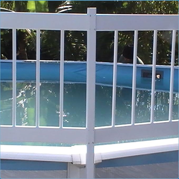Aqua Select Above Ground Swimming Pool Resin Safety Pool Fence Base | Premium Quality UV Protected Vinyl | Keeps Pool Toys in and Intruders Out | Kit C - 2 Sections | Easy Installation | White
