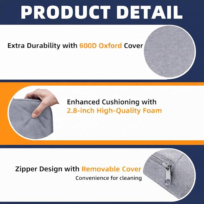 Premium Stadium Seat Cushions for Bleachers – Extra Thick for Long Sitting Hours, Waterproof 2-Pack Bleacher Cushions, Portable, Lightweight Stadium Seat Pads, Suitable for Outdoor Use (Grey)