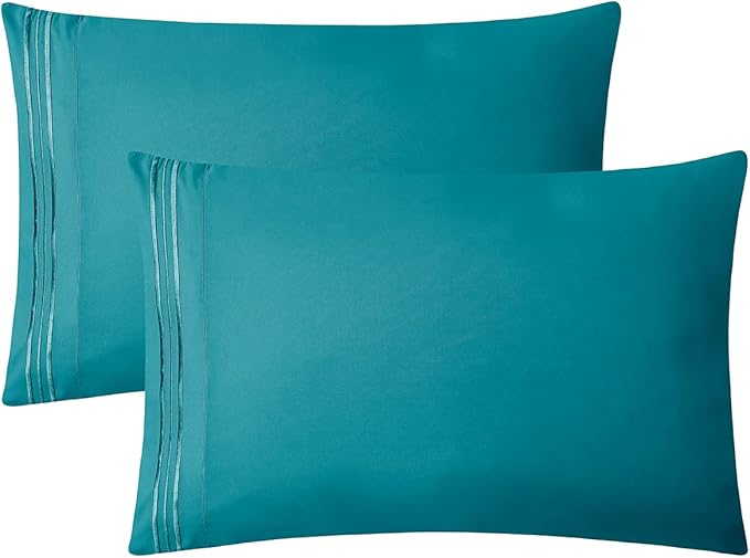 Clara Clark Bed Sheets, Premier 1800 Series 4 Piece Bed Sheet Set, Deep Pocket, Wrinkle, Fade, Stain Resistant, Luxury Soft Bedding Sheets & Pillowcases, Split King, Teal