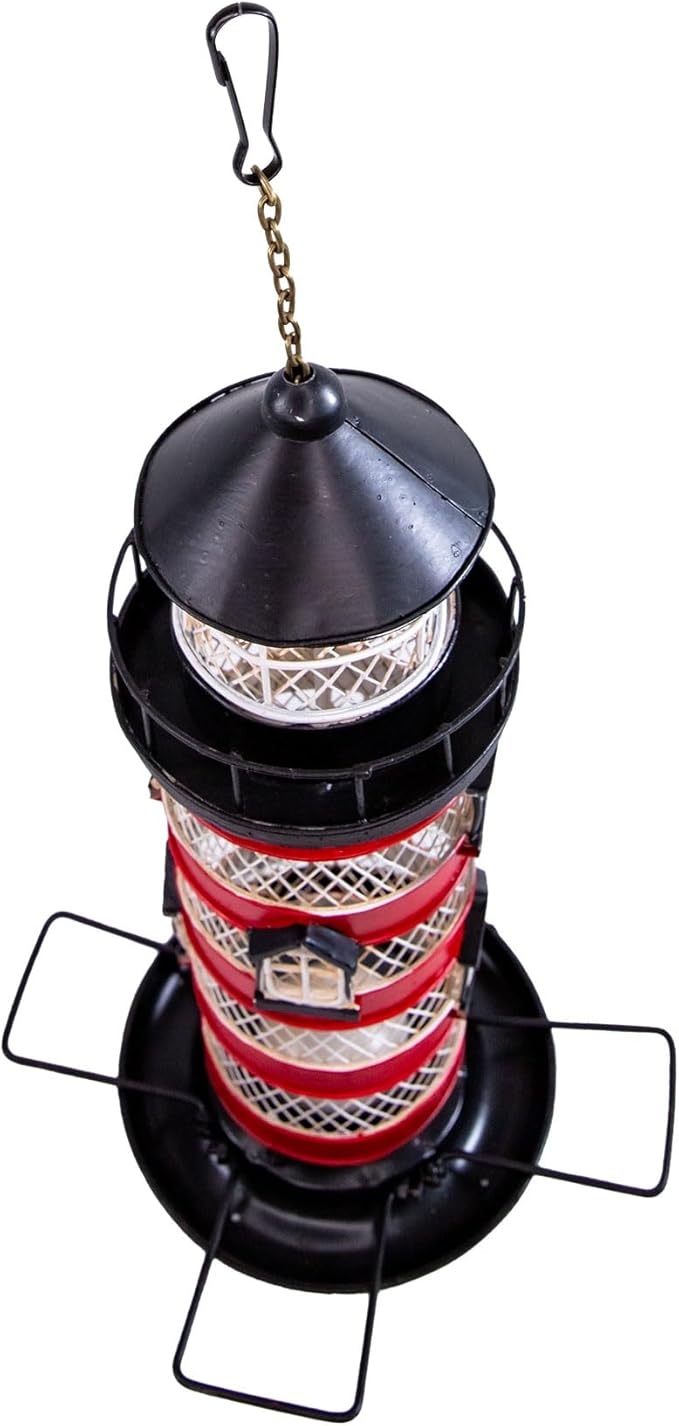 Berfutall-Metal Bird Feeders for Outdoors Hanging, Gravity Protection Squirrel-Proof Wild Birdfeeder，Mesh Hanging Feeder for Eaves, Balcony, Trees - Rotating Beacon, Ideal Gift for Bird Lovers (A)