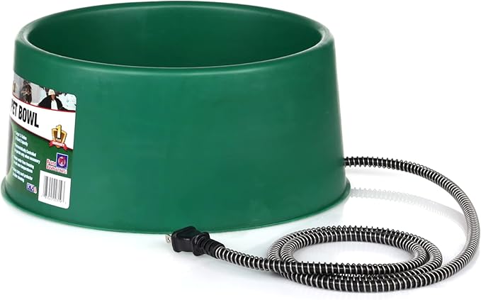 Farm Innovators P-60 1.5 Gallon 60 Watt Electric Heated Pet Water Bowl with Thermostatic Control and Anti Chew Cord, Green (2 Pack)