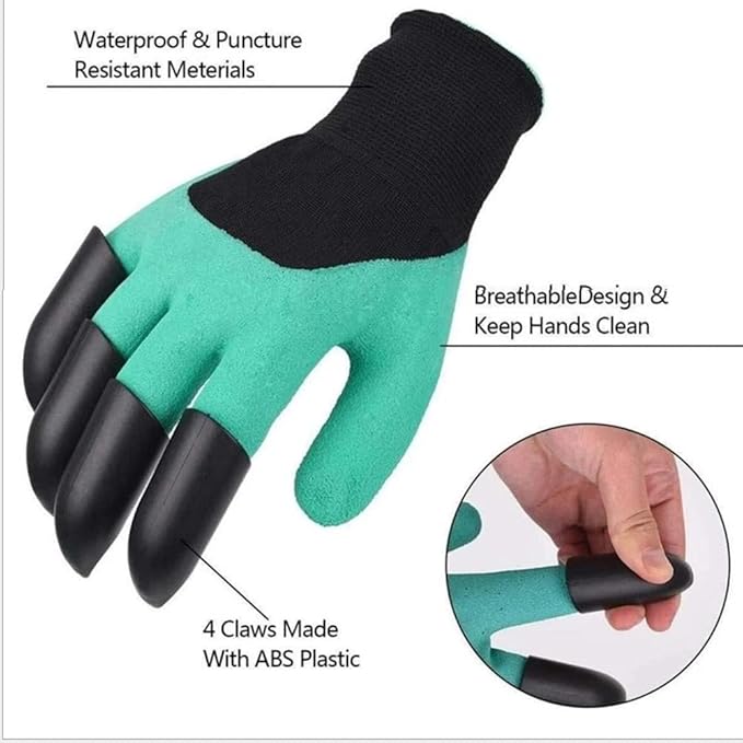 2 Pairs Garden Gloves,Gardening Work Gloves with Sturdy Claws Quick & Easy