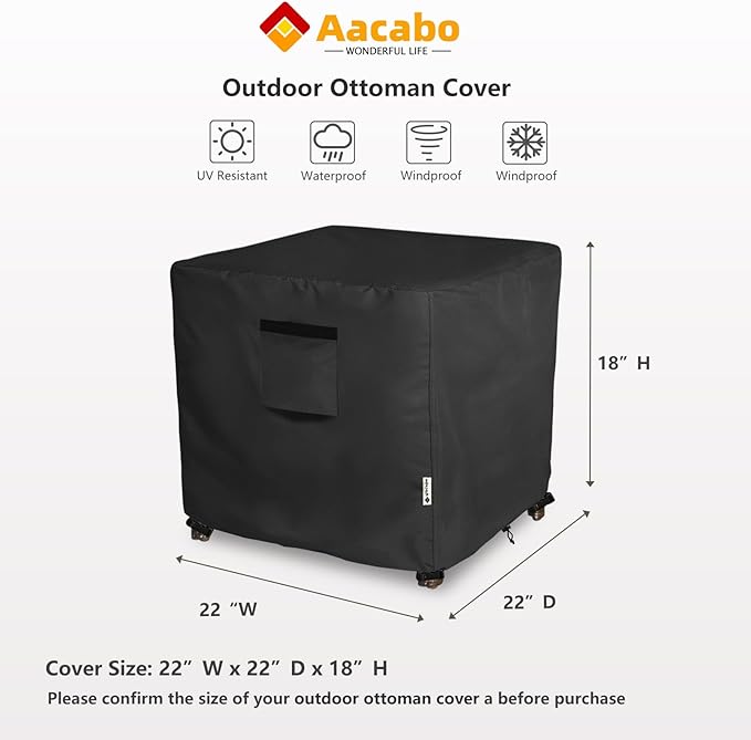 Patio Wicker Side Table Cover,22W x 22D x 18H inch,Waterproof Square Patio Small Side Table Cover,Suitable for 3-Piece Outdoor Wicker Patio Bistro Set Side Table