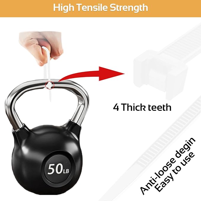 5000pcs 10Inch White Cable Tie,Nylon Zip Ties,Industrial Grade,50 Pounds Tensile Strength,UV Resistant,Heavy Duty,for Home,Garden Trellis,Office,Garage and Workshop