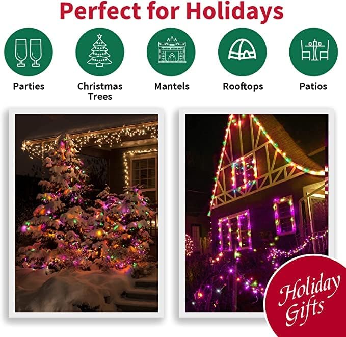 LAMPHOME Halloween String Lights - Orange Purple Green Mini Lights, 150count 31.9ft Halloween Lighting Decor for Outdoor&Indoor Use, Fairy Garden, Yard, Home, Party, Holiday Decoration