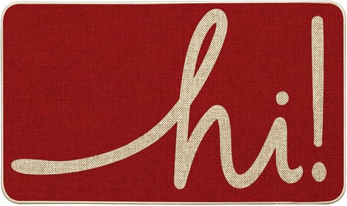 Artoid Mode Red Hi Valentine's Day Doormat, Daily Home Decor Low-Profile Switch Rug Welcome Door Mat Floor Mat for Indoor Outdoor 17x29 Inch