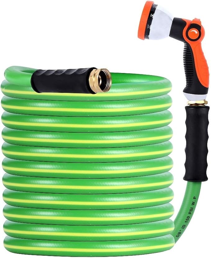 HQMPC Garden Hose 5/8"IDx75' Hose Garden Water Hose Durable PVC Non Kinking Heavy Water Hose with Brass Hose Fittings ((75 FEET) …