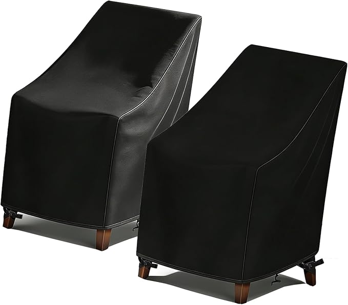 High Back Patio Chair Cover,Waterproof Covers for Stackable Dining Chairs,Outdoor Patio Furniture Seating Set Shield (25.6" L x 29.5" W x 47"H,2-Pcs)