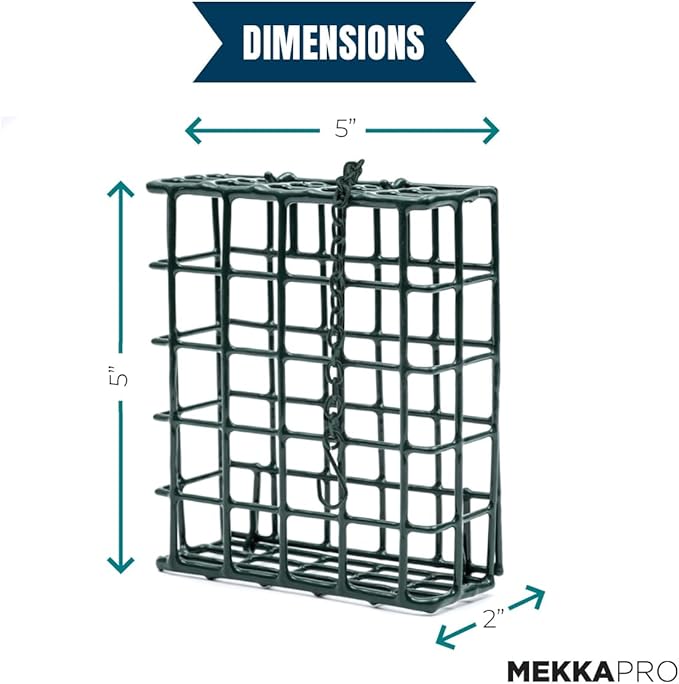 MEKKAPRO Suet Wild Bird Feeder with Hanging Metal Chain, Double Delight Suet Feeder with Metal Chain, Dual Capacity, Weather-Resistant Hanging Bird Feeders (Dual Pack)