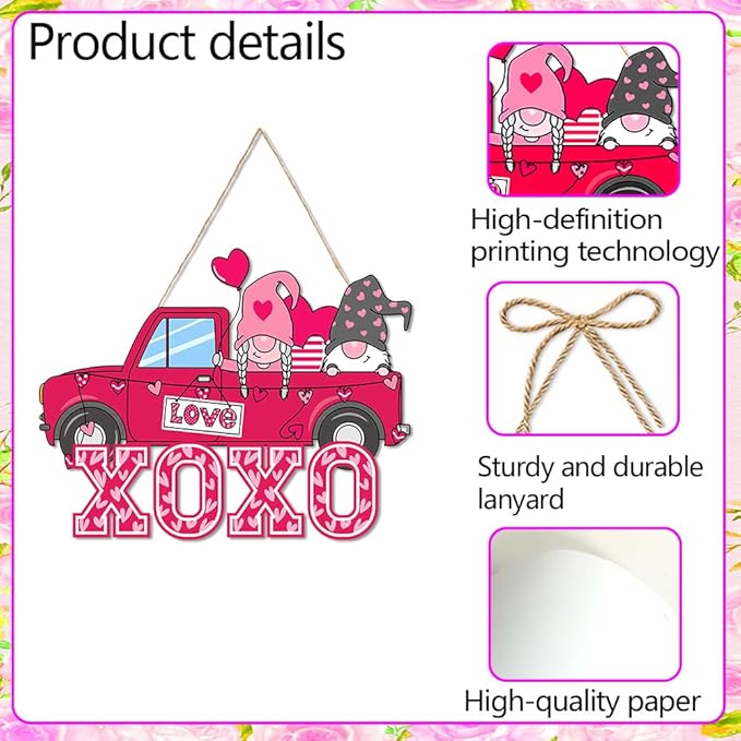 3Pcs Valentine's Day Front Door Hanger Decor Love Romantic Special Night Galentines Party Paper Signs Banners for Engagement Wedding Anniversary Door Porch Wall Hanging Decorations