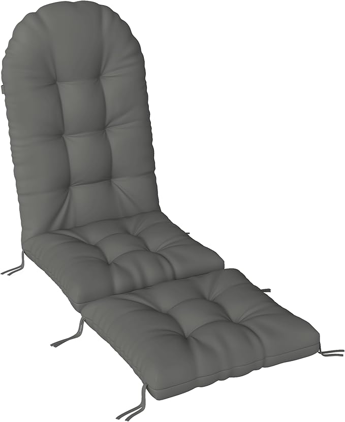 Adirondack Chair Cushion with Ottoman, Folding Adjustable Adirondack Seat Cushions, Waterproof Adirondack Patio Chair Pads for Garden, Deck, or Poolside, Small-Dark Grey-1