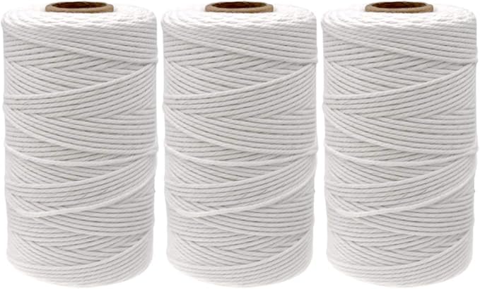 jijAcraft Butchers Twine 984 Feet, 2mm Cotton Twine String, Food Safe Kitchen Cooking Bakers Twine String for Meat Trussing, White Cotton String for Turkey Sausage Butcher Food Prep