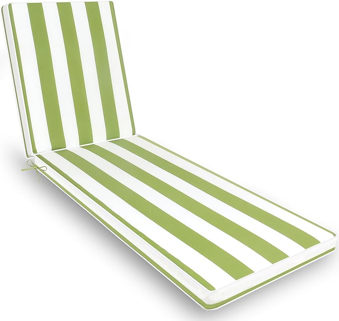 Only choice 2 Pcs Set Outdoor Lounge Chair Cushions Patio Chaise Lounge Chair Replacement Cushions Furniture Seat Cushions(Green White Striped)