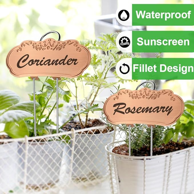 Metal Plant Labels,Tall Outdoor Garden Markers for Flower, Fruit and Vegetable, 304 Stainless Steel Weatherproof Signs (25 Packs, 4" x 1.9", Gold)