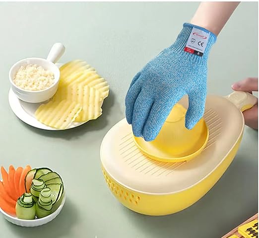 Cutting Gloves, 1 Pairs of Cut Resistant Gloves Food Grade, Cut Resistant Gloves for Kitchen, Oyster Shucking, Fish Fillet Processing, Carving Wood and Gardening(Large-Blue)