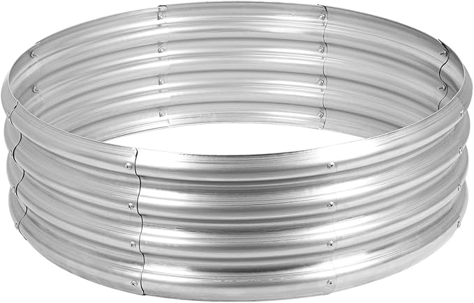 OUSHENG Galvanized Fire Pit Ring for Outside Wood Burning, Metal Firepit Liner for Above Ground Outdoor Camping Beach Backyard Park