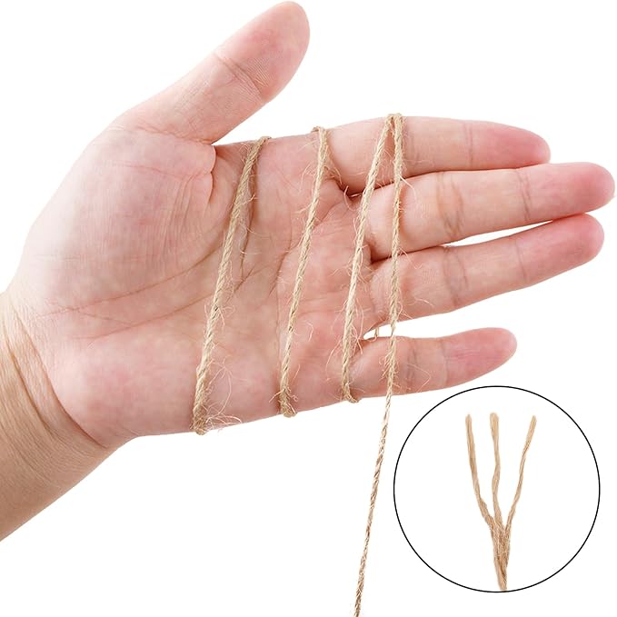 G2PLUS 328FT Jute Twine 2mm 3 Ply Natural Craft Twine String for Gift Wrapping, DIY Crafts, Gardening & Home Use