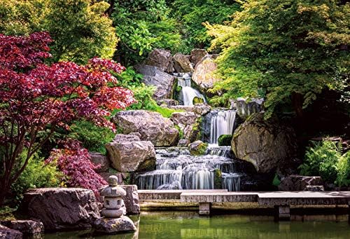 10x6.5ft Japan Garden Landscape Backdrop Retro Style Park View Photography Background Waterfall Maple Trees Bridge Kyoto Garden Travel Children Adult Portrait Photo Studio Props Wallpaper
