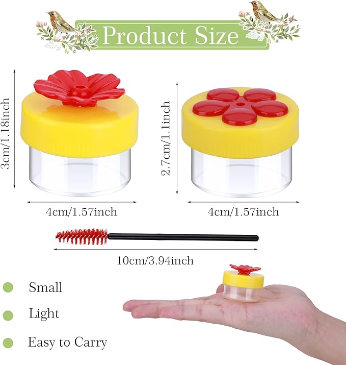 Hand Held Hummingbird Feeder, 4Pcs Hummingbird Hand Feeders with 4Pcs Cleaning Brushes Wild Bird Feeder for Window Outdoor