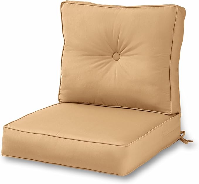 Greendale Home Fashions Outdoor 2-Piece Sunbrella Premium Deep Seat Cushion Set, Canvas Wheat