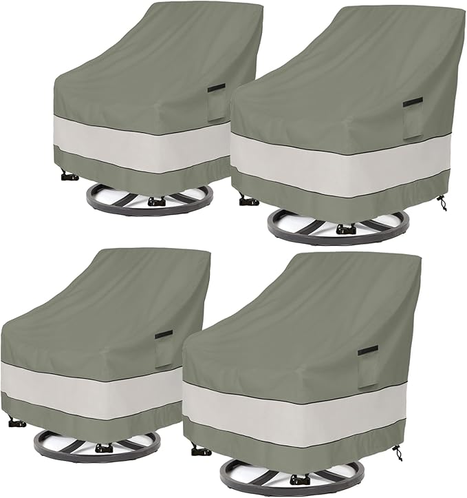 Outdoor Swivel Chair Cover 4 Pack,Waterproof 100% Outdoor Patio Chair Covers,35W x 37 D x 38.5 H inches,Outside Furniture Lounge Deep Seat Cover -Grayish Green