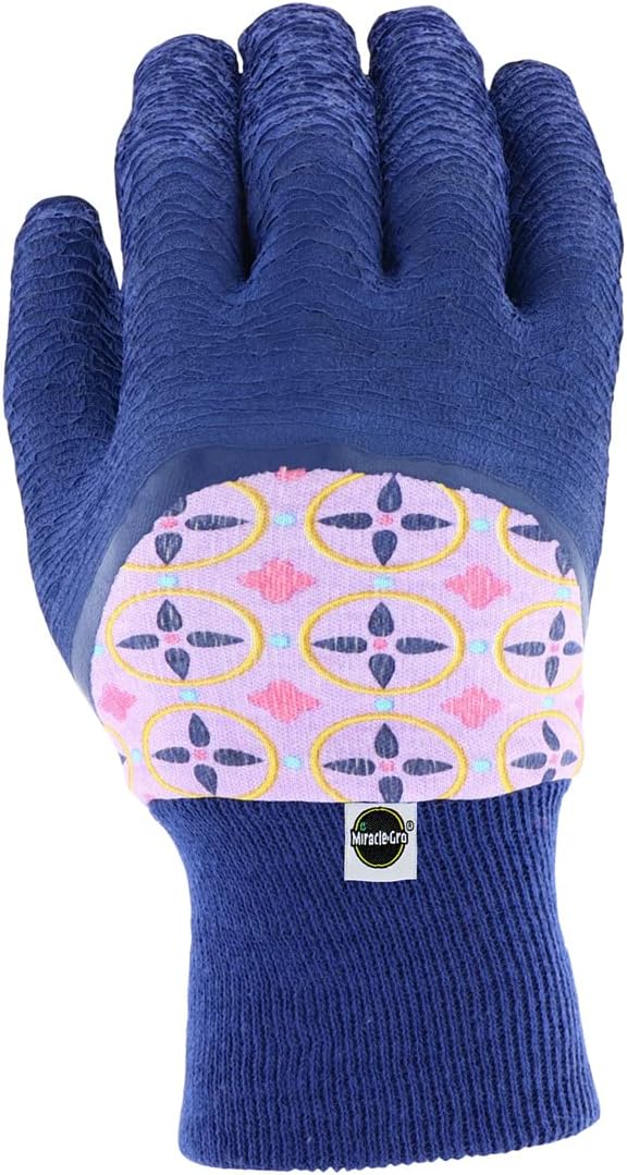 Miracle-Gro Women's Latex Dipped Jersey Gardening Work Gloves, Superior Grip, Water Resistant