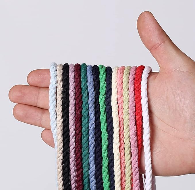 FLIPPED 100% Natural Cotton Macrame Cord,5mm x110 Yards Macrame Cords Colored Cotton Macrame Rope Craft Cord for DIY Crafts Knitting Plant Hangers Christmas Wedding Décor（Gray）
