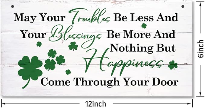 Hanging St Patricks Day Wood Decor Sign, Irish Prayer Printed Wood Wall Art Sign, Home Signs Decor, Hanging Door Wood Sign, Irish Blessing Sign, St Patricks Day Decor, Rustic Farmhouse Décor